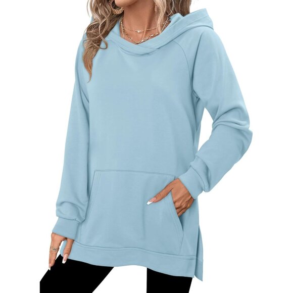 Womens Long Sleeve Hooded Sweatshirt Fleece Pullover Fall Winter Casual - Picture 4 of 5